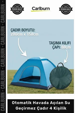 Özel Üretim Kamp Katlanabilir Anti UV Otomatik Havada Açılan Su Geçirmez Çadır 4 Kişilik