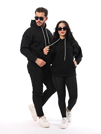 3 İplik Şardonlu Kanguru Cepli Kapüşonlu Sweatshirt