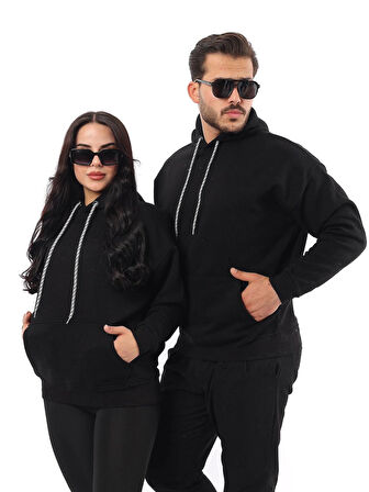 3 İplik Şardonlu Kanguru Cepli Kapüşonlu Sweatshirt