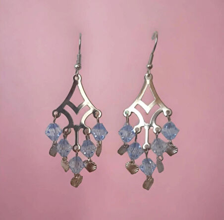 Kristal Boncuk Coquette Fairycore Aesthetic Soft Vibes Vintage Sallantılı Avize Hediyelik Mavi Renk Küpe