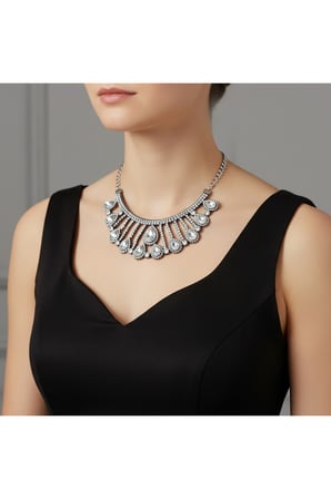Kristal Taşlı Gösterişli Abiye Kolye – Damla Model Özel Gün & Davet Kolyesi