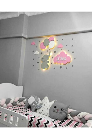 Çocuk Odası Dekoratif Ahşap Gece Lambası Ledli Aydınlatma