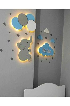 Çocuk Odası Dekoratif Ahşap Gece Lambası Ledli Aydınlatma