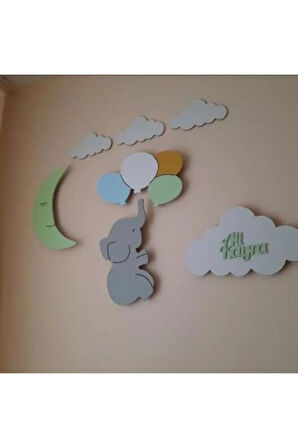 Çocuk Odası Dekoratif Ahşap Karışık Takım Gece Lambası Ledli Aydınlatma