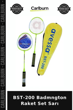 Premium BST-200 Badmngton Raket Set Sarı Bahçe Hareket Tatil