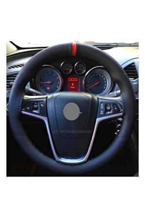 Opel Insignia Uyumlu Dikmeli Direksiyon Kılfı Kırmızı Yüzüklü A Plus