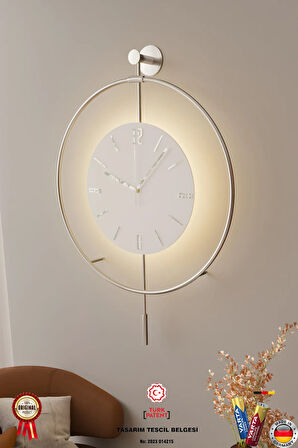Gümüş Kristal Seri-büyük Boy(50X75CM)- Pilli Led - Modern Dekoratif Duvar Saati