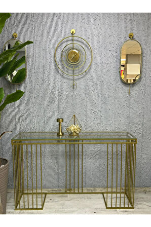 Yeni Dizayn - Çark Gold Luxry - Şeffaf Camlı (TAMPER KIRILMAZ) -metal Duvar (MOBİLYA) Saati