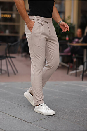 Kemer Detaylı Kuşaklı Old Money Kumaş Pantolon