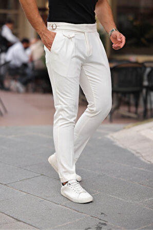 Kemer Detaylı Kuşaklı Old Money Kumaş Pantolon