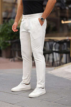 Kemer Detaylı Kuşaklı Old Money Kumaş Pantolon