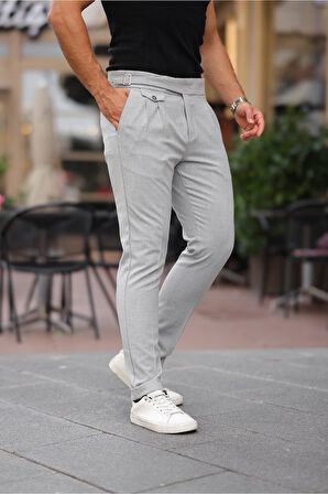 Kemer Detaylı Kuşaklı Old Money Kumaş Pantolon