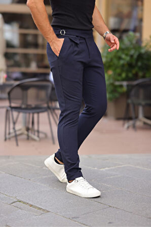 Kemer Detaylı Kuşaklı Old Money Kumaş Pantolon