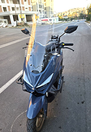 MOTOCAM Küba Newcity 125 Siperlik Ön Cam 2023-2025 Model 75cm Şeffaf Renkli 4mm UZUN CAM