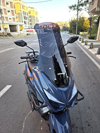 MOTOCAM Küba Newcity 125 Siperlik Ön Cam 2023-2025 Model 75cm Siyah Renkli 4mm UZUN CAM