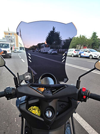 MOTOCAM Küba Newcity 125 Siperlik Ön Cam 2023-2025 Model 75cm Siyah Renkli 4mm UZUN CAM