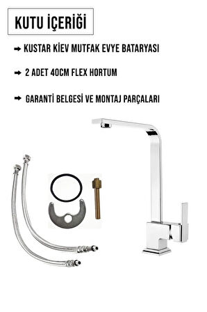 Kiev Mix Kuğu Kare Mutfak Evye Lavabo Bataryası 5 Yıl Garantili