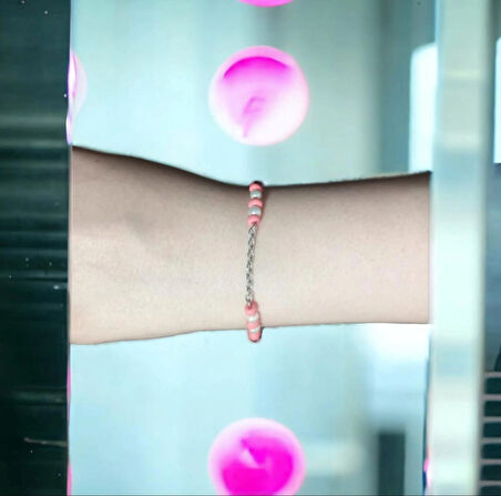 Kum Boncuklu ve İnci Boncuklu Aesthetic Soft Vibes Vintage Fairycore Coquette Yavruağzı Renk Zincir Bileklik