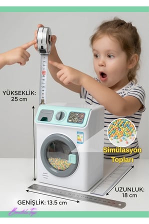 Dokunmatik Ekranlı Işıklı Pilli Simülasyon Sesli Oyuncak Çamaşır Makinesi - Çocuk Oyun Seti