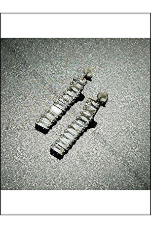 Su Yolu, Zirkon Taşlı, Paslanmaz Çelik Küpe 28, Gümüş Renk