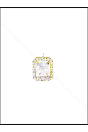 Zirkon Taşlı, Baget Model, Paslanmaz Çelik Küpe 42, Kasa Altın Renk