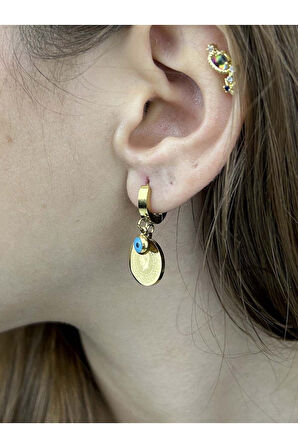 Xxx Göz Ve Reşatlı Ata Model, Paslanmaz Çelik Küpe 82, Altın Renk