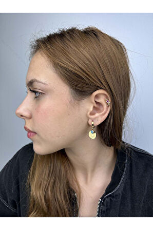 Xxx Göz Ve Reşatlı Ata Model, Paslanmaz Çelik Küpe 82, Altın Renk