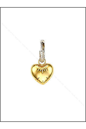Zirkon Taşlı, Balon Kalp Sallantılı, Küpe 174, Altın Renk