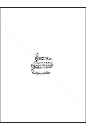 Zirkon Taşlı, Çivi Formlu, Kulak Kıkırdak Bölgesi Küpe 194, Kasa Gümüş Renk