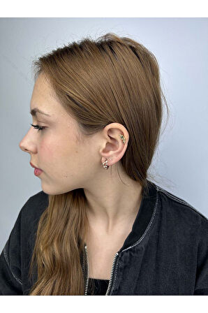 Zirkon Taşlı, Gurme, Altın Kaplama Paslanmaz Küpe 234, Pembe (ROSE) Renk