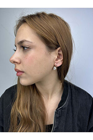 Zirkon Taşlı, Altın Kaplama Paslanmaz Küpe 237, Pembe (ROSE) Renk