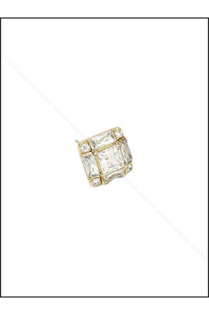 Zirkon Taşlı, Baget, Altın Kaplama Paslanmaz Küpe 253, Pembe (ROSE) Renk