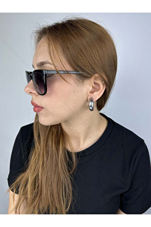 Geniş Yassı Formlu, Halka Model, Paslanmaz Çelik Küpe 353, Gümüş Renk