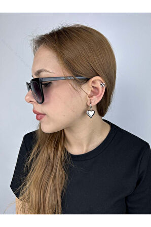 Kalp Sallantılı, Paslanmaz Çelik Küpe 419, Gümüş Renk