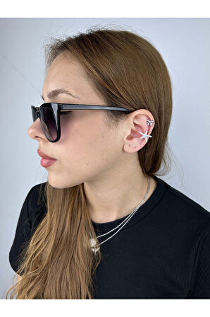 Zirkon Taşlı, Deniz Yıldızı, Kulak Kıkırdak Bölgesi Küpe 472, Gümüş Renk