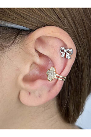 Van Figürlü, Kulak Kıkırdak Bölgesi Bijuteri Küpe 502, Altın Renk