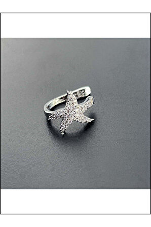 Zirkon Taşlı, Yıldız, Kulak Kıkırdak Bölgesi Bijuteri Küpe 506, Gümüş Renk