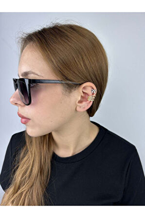 Zirkon Taşlı, Kulak Kıkırdak Bölgesi Bijuteri Küpe 508, Altın Renk