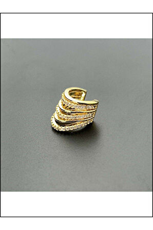 Zirkon Taşlı, Kulak Kıkırdak Bölgesi Bijuteri Küpe 508, Altın Renk