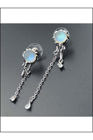 Zirkon Taşlı, Yıldız Figürlü, Küpe 516, Gümüş Renk