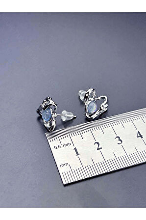 Kalp Figürlü, Kore Tarzı Galaksi Küpe 592, Gümüş Renk