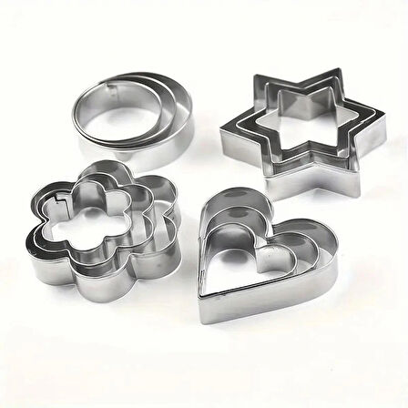 12 Parça Metal Kurabiye Kalıbı