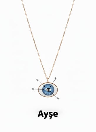 925 Ayar özel isimli silinmez göz kolye.rose.gold.rodaj Göz Kolye 
