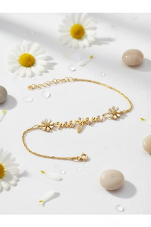 925 Ayar Taşlı Papatya İmza Bileklik.rose.gold.rodaj İmza