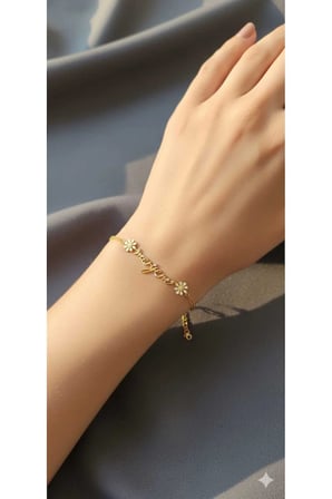 925 Ayar Taşlı Papatya İmza Bileklik.rose.gold.rodaj İmza