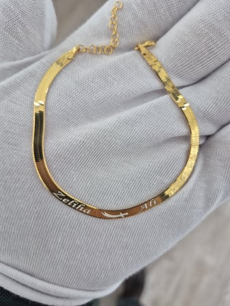 925 Ayar Özel İsimli İtalyan Yassı Zincir Bileklik.rose.gold.rodaj Yassı