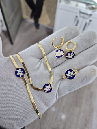 925 Ayar İtalyan Lotus Takım.rose.gold.rodaj