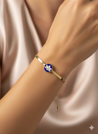 925 Ayar Lotus Çiçeği İtalyan Bileklik.rose.gold.rodaj