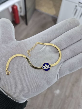 925 Ayar Lotus Çiçeği İtalyan Bileklik.rose.gold.rodaj