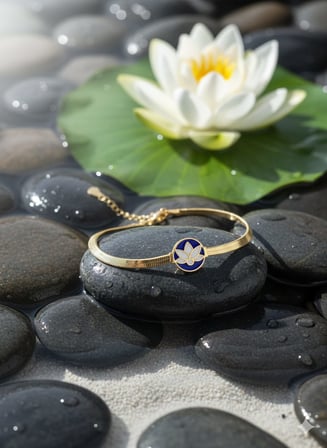 925 Ayar Lotus Çiçeği İtalyan Bileklik.rose.gold.rodaj